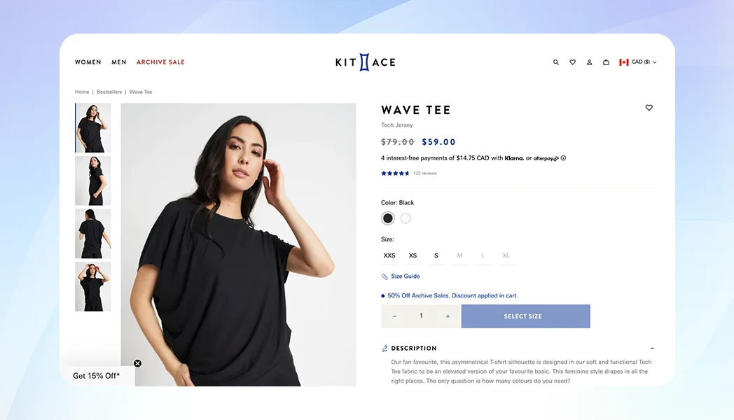 product descriptions and visuals